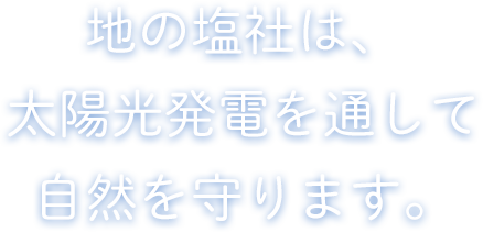 地の塩社は、太陽光発電を通して自然を守ります。